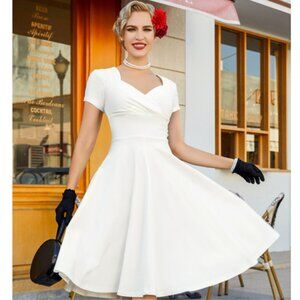 Retro Swing Dress White 2XL
